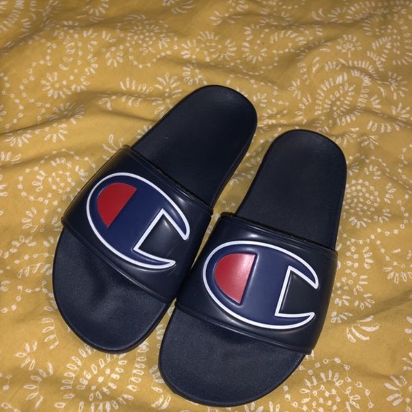 navy blue champion slides